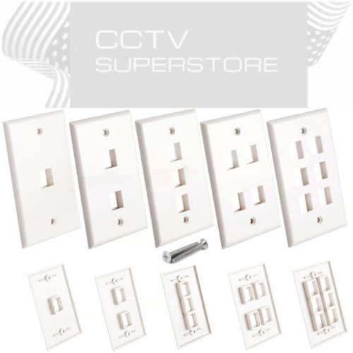 Multi-Port Keystone Wall Plate for Network Connections in White