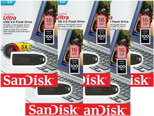 SanDisk Ultra 16GB USB 3.0 Flash Drive - Pack of 5