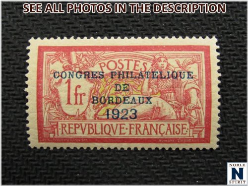 Bordeaux Philatelic Congress Stamp (1923) - Mint Never Hinged, Signed VF