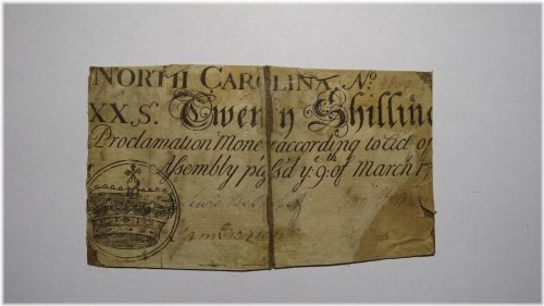 North Carolina Colonial Twenty Shillings Note