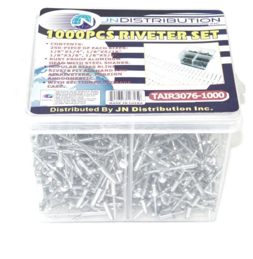 MetalMate Rivet Collection - 1000pcs of 1/8" Aluminum Pop Rivets for Hand/Air Riveter Guns