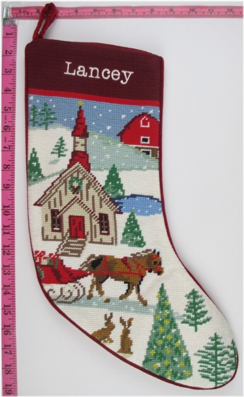 Festive Needlepoint Christmas Stocking - LANCEY NEW
