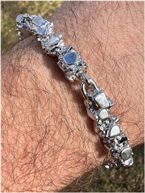 Silver Nugget Link Bracelet