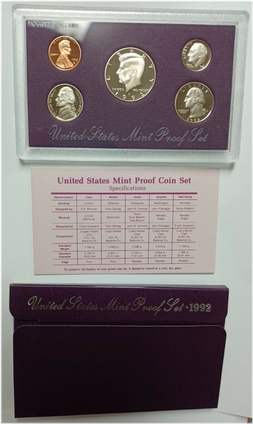 1992 Clad US Proof Coin Set with Original Packaging & COA