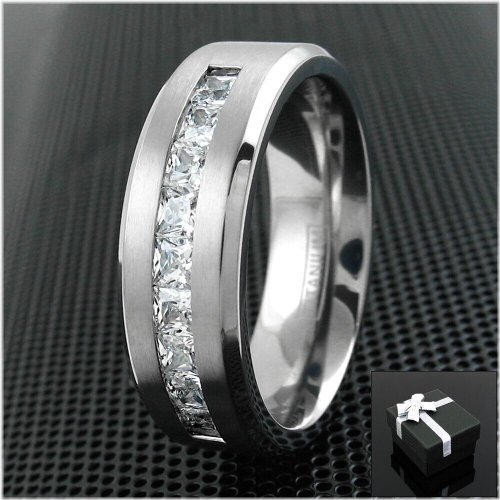 Princess Cut Titanium Anniversary Ring for Him