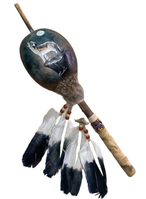 Wolf Moon Ceremonial Gourd Rattle