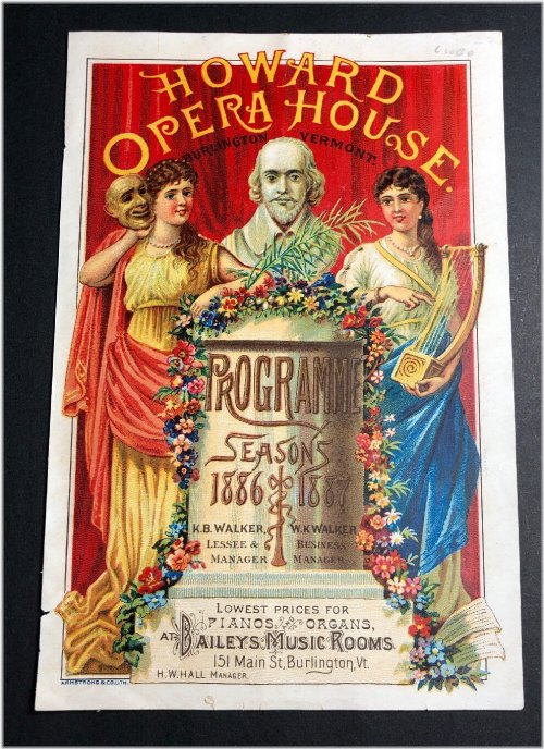 Vintage Howard Opera House Program - Burlington, VT
