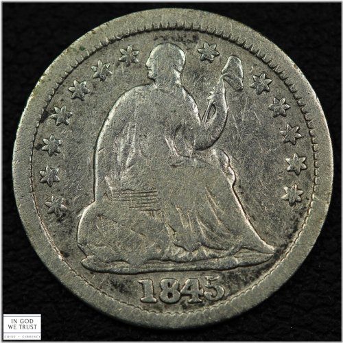 1845 Seated Liberty Silver Half Dime - Original Patina
