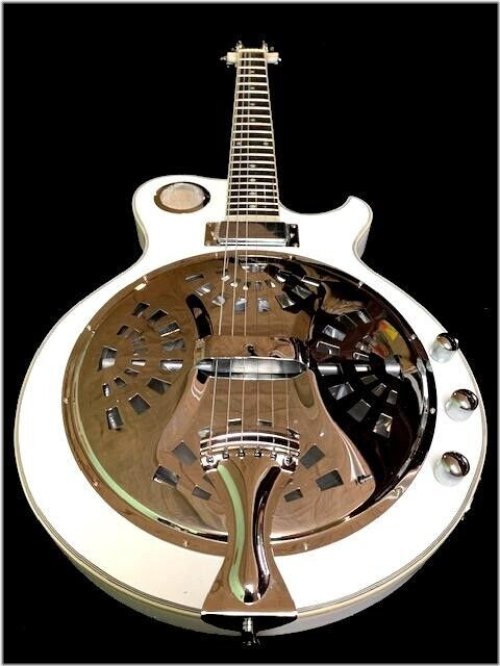 Arctic White Abalone Resonator Guitar