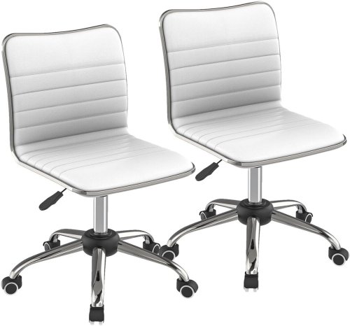 White Mid Back Task Chair Set