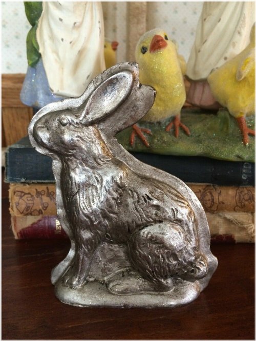 Vintage Silver Resin Easter Bunny Chocolate Mold