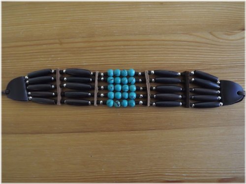 Turquoise Stone and Buffalo Bone Native American Choker Necklace