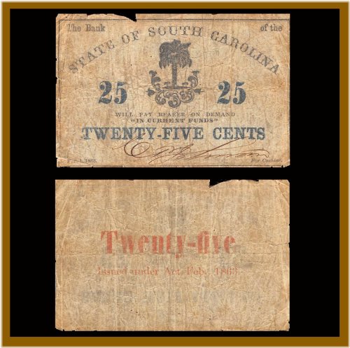 South Carolina 25 Cents Banknote, 1863
