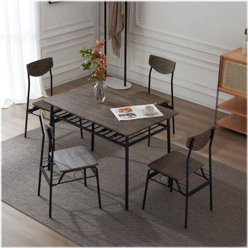 Storage Savvy Dining Set: Table and 4 Chairs with Built-in Rack