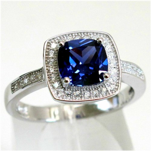 Radiant Tanzanite Sterling Silver Ring in Various Sizes