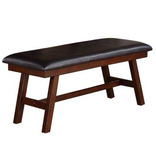 Walnut Leather Upholstered Dining Bench