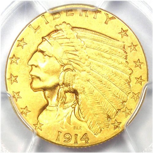 1914-P Indian Gold Quarter Eagle $2.50 Coin - PCGS Uncirculated Details (UNC MS)