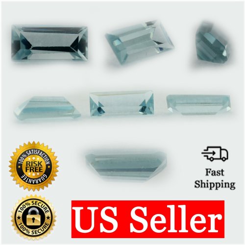 Aquamarine Sparkling Straight Baguette Gemstone