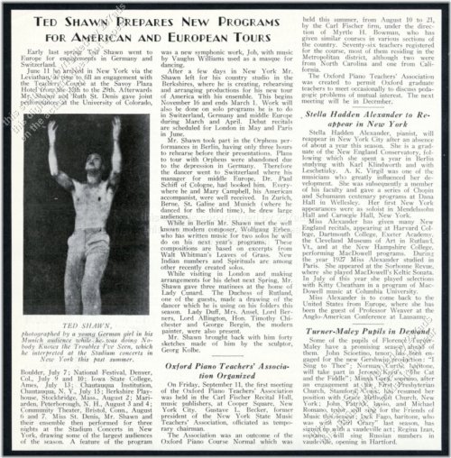 The Ted Shawn Dance Legacy: Vintage Print Article from 1931