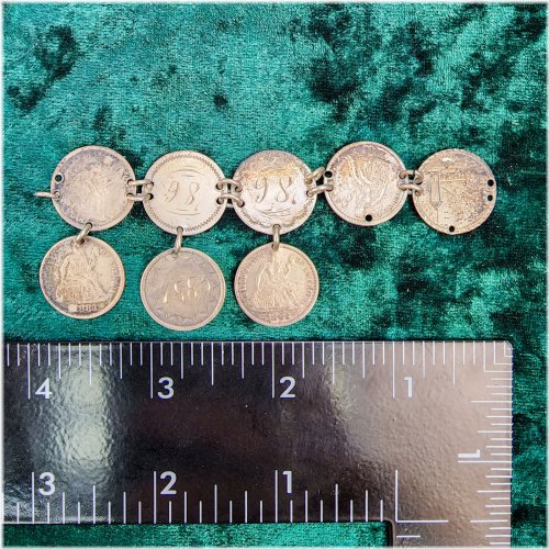 Seated Liberty Dime Love Token Charm Bracelet