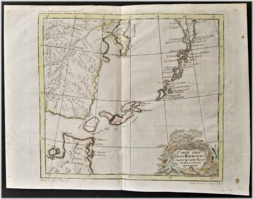 Disputed Kuril Islands and Hokkaido Antique Map by Bellin (1780)
