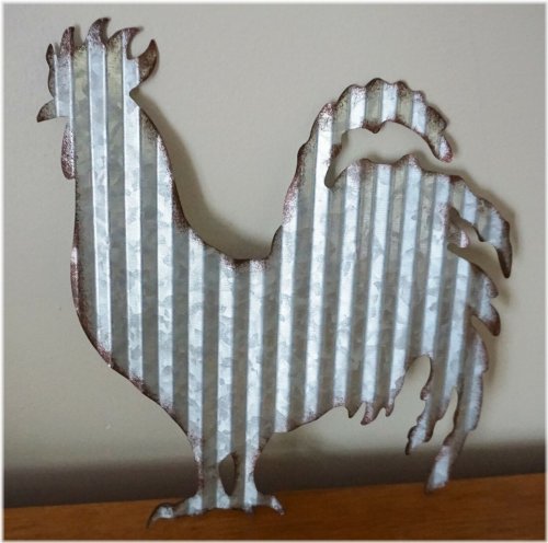 Rustic Metal Rooster Sculpture for Country Home Decor