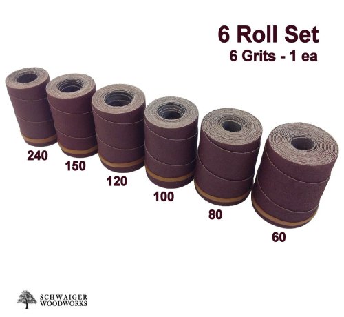 Sanding Wraps/Rolls for Drum Sanders - 6 Piece Set (JET/Performax 16-32, Ryobi WDS1600 Compatible)