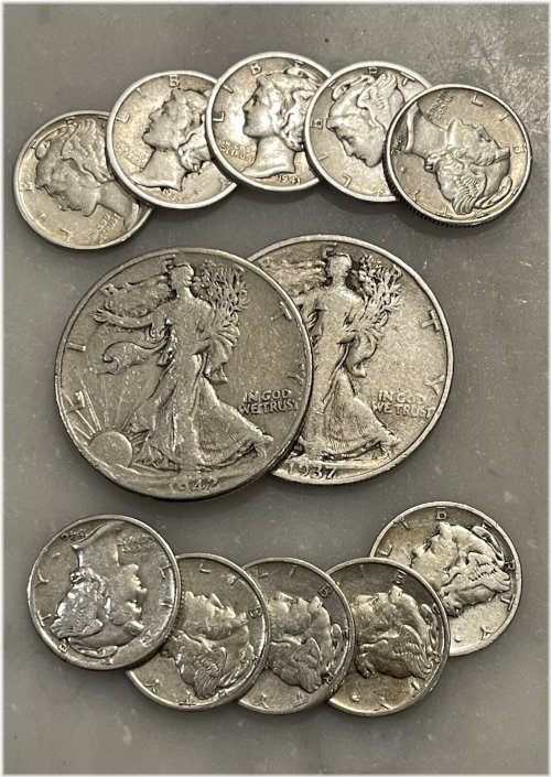 Silver Walking Liberty and Mercury Dime Coin Assortment