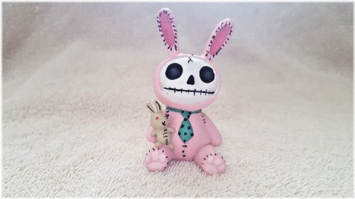 Pink Bun Bun Rabbit Skull Figurine