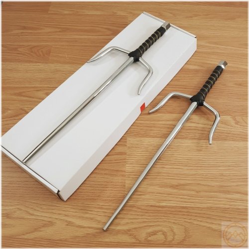 Octagon Chrome Plated Sai Set with Leather Wrapped Handle