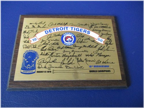 1968 Detroit Tigers 10th Anniversary Commemorative Mini Plaque