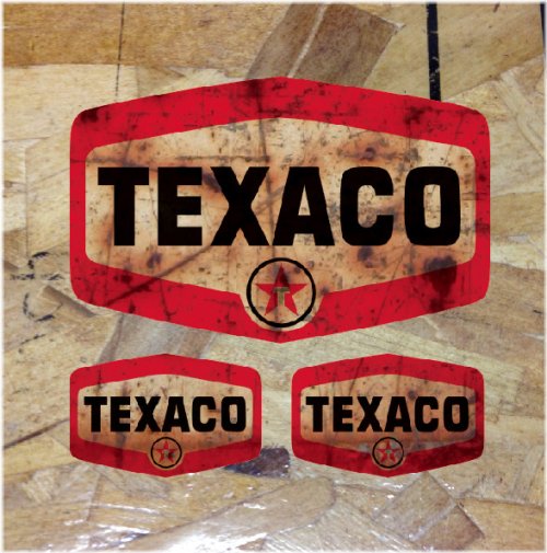 Distressed Texaco Shield Decals - Set of 3