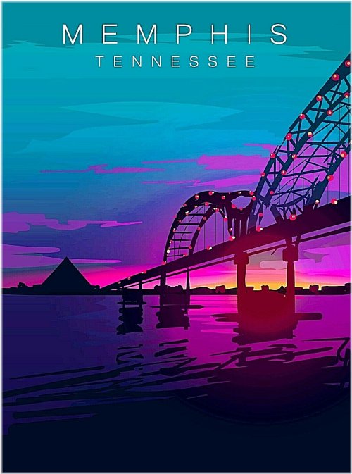 Tennessee Twilight Vintage Travel Art Print