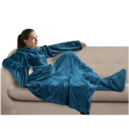 CozyWrap Fleece Blanket with Foot Sleeves