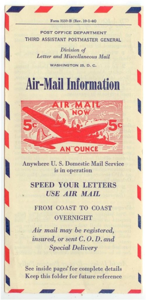 Vintage Air Mail Information Brochure from October 1, 1946