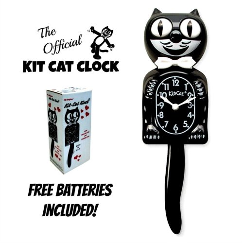 Black Kit Cat Clock - Made in USA, Battery Included