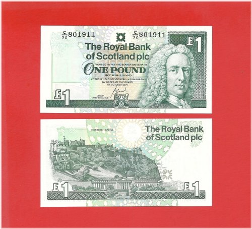 Scottish 2001 £1 Royal Bank of Scotland Pick #351e Uncirculated