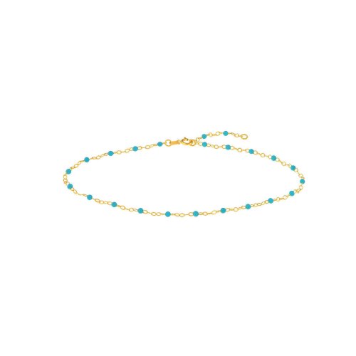 Turquoise Enamel Bead Gold Anklet