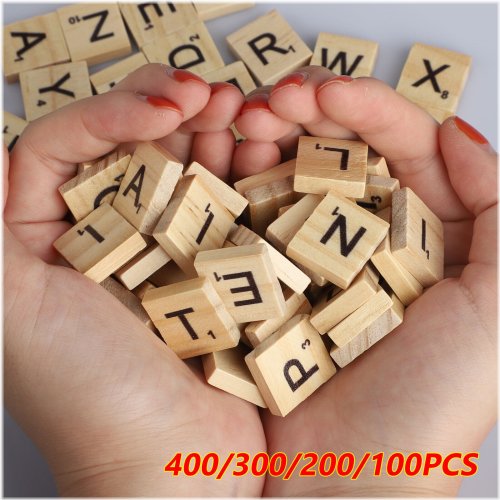 Wordplay Wood Tiles - Complete Set of 400 Scrabble Letters for Crafting and Fun