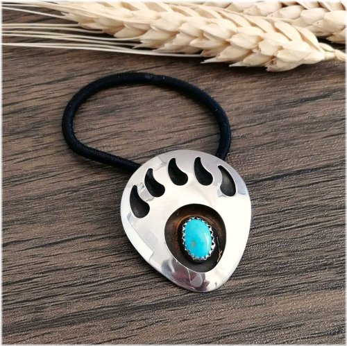 Southwestern Bear Paw Turquoise Hair Tie