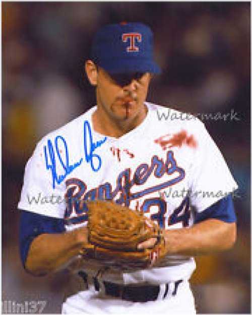 Texas Rangers' Nolan Ryan Bloodied Autographed 8x10 Photo