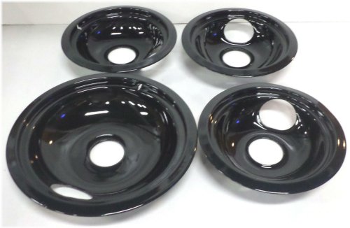 Black Porcelain Drip Pan Set for GE Range