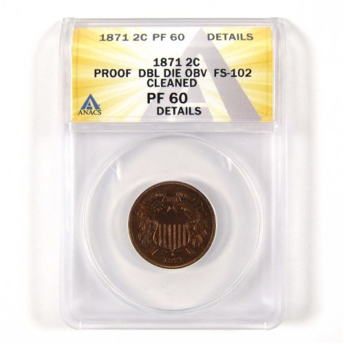 1871 DDO FS-102 Proof Two Cent Coin