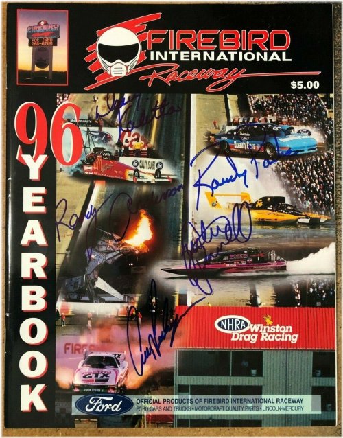 NHRA Drag Racing Yearbook - Autographed by Firebird International Raceway Drivers