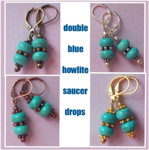 Turquoise Howlite Saucer Earrings with Lever Backs