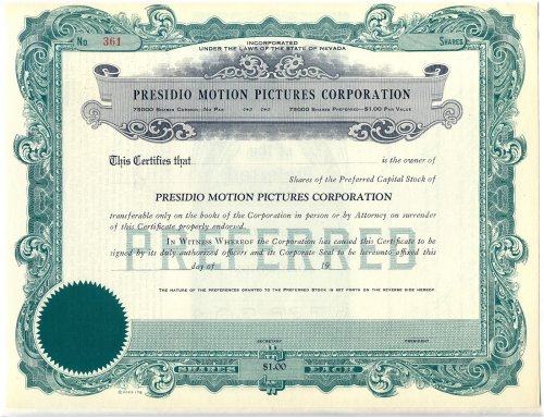 Silver Screen Investment Certificate