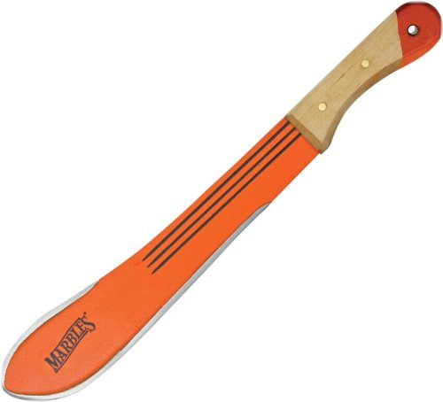 Rustic Orange Camp Knife with Natural Wood Handle and Stainless Steel Blade