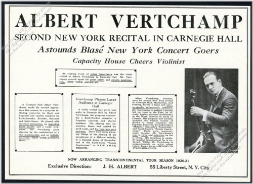 Vintage Violin Recital Tour Booking Print Ad