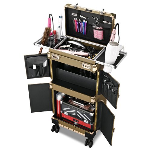 Rolling Vanity Case - Stylish and Portable Storage Solution for Your Beauty Essentials