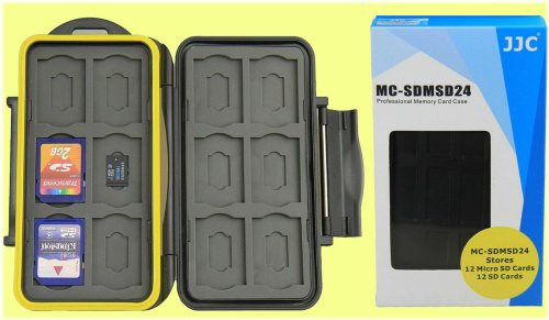 Waterproof Memory Card Holder for 24 SD and 12 Micro SD Cards by JJC